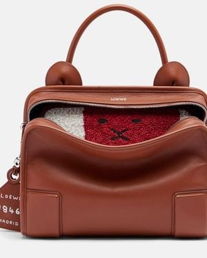 Loewe Amazona 180 Lion Medium Leather Tote Bag - Red