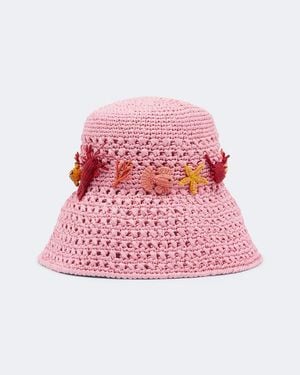 Aquazzura Verzierter Bucket Hat Aus Haekelstrick - Pink