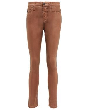 AG Jeans Farrah Skinny Ankle High-rise Jeans - Brown
