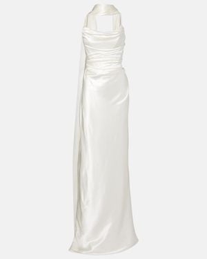 Vivienne Westwood Vixen Scarf-Detail Draped Silk-Blend Gown - White