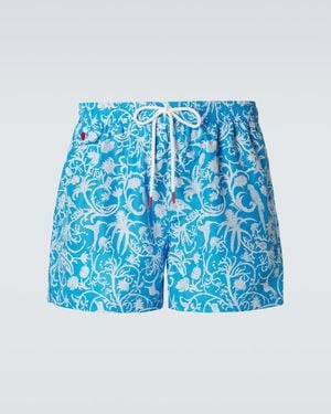 Kiton Printed Swim Trunks - Blue