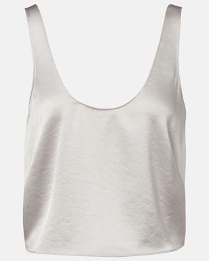 Leset Barb Satin Tank Top - White