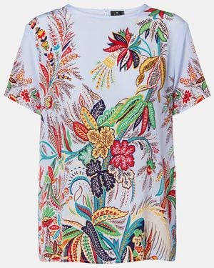 Etro Paisley Silk Crepe De Chine Top - Blue