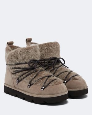 Brunello Cucinelli Schneestiefel Aus Veloursleder Mit Shearling - Braun
