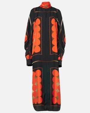 KHAITE Lexi Printed Satin Maxi Dress - Orange