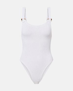 Burberry X Hunza G Banador Domino Con Check - Blanco