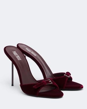Paris Texas Lidia Buckle Embellished Velvet Mules - Purple