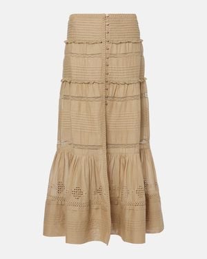 Isabel Marant Dusta Lace-Trimmed Cotton Miniskirt - Natural