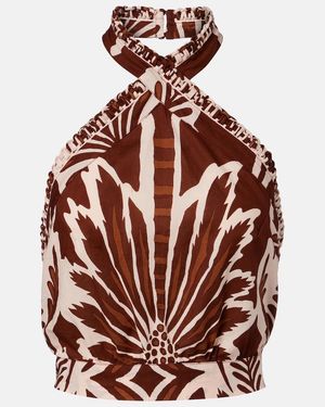 Poupette Suma Printed Cotton Crop Top - Red