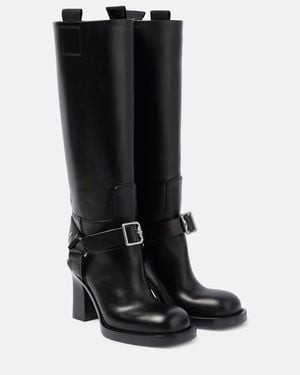 Burberry Stirrup Leather Knee-High Boots - Black