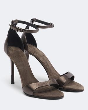 Brunello Cucinelli Sandales Monili En Cuir Metallise - Noir