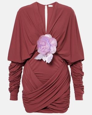 Magda Butrym Draped Floral-Applique Jersey Minidress - Red