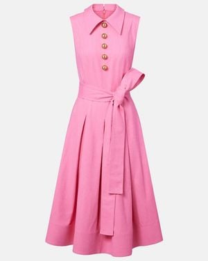 Carolina Herrera Belted Twill Midi Dress - Pink