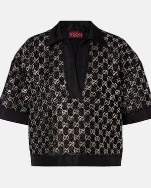Gucci Top Con Gg Adornado - Negro