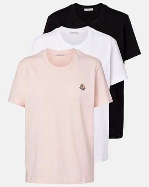 Moncler Set Of 3 Cotton Jersey T-Shirts - Pink