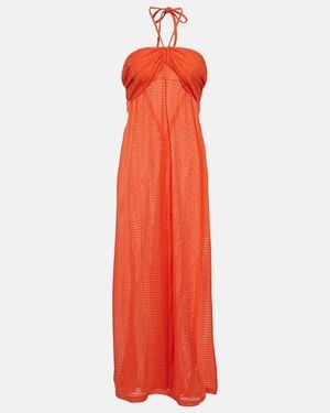 Melissa Odabash Mila Halterneck Knitted Maxi Dress - Red
