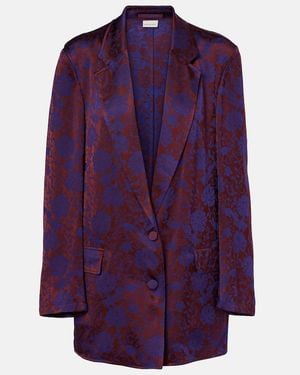 Dries Van Noten Floral Jacquard Blazer - Purple
