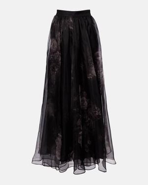 Zimmermann Hypnotic Floral Silk Organza Maxi Skirt - Black