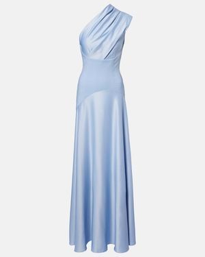 Solace London Gabriela One-Shoulder Crepe And Satin Gown - Blue