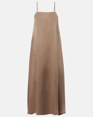 Asceno Melfi Silk Twill Maxi Dress - Brown