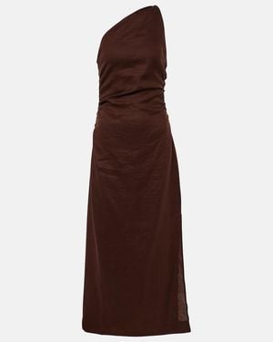 Faithfull the Brand Jomana One-Shoulder Linen Midi Dress - Brown