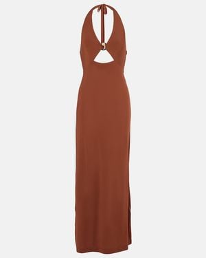 Max Mara Ghiotto Halterneck Cutout Maxi Dress - Brown