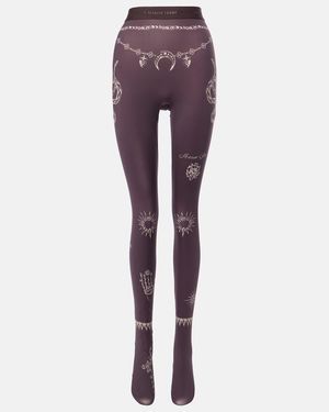 Marine Serre Bedruckte Strumpfhose Aus Jersey - Lila