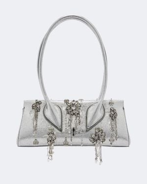 Christian Louboutin Bolso Al Hombro Venus Small De Piel Adornado - Gris