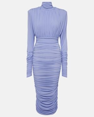 Alex Perry Ruched Crepe Jersey Midi Dress - Blue