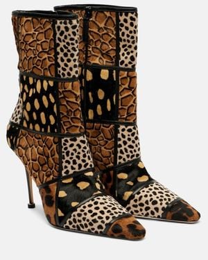 Manolo Blahnik Trulona 105 Calf Hair Ankle Boots - Brown
