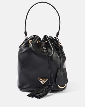 Prada Small Leather Bucket Bag - Black