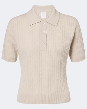 Eleventy Cable-Knit Cashmere Polo Shirt - Natural