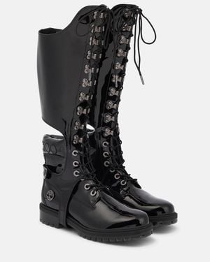 Jimmy Choo X Timberland Convertible Patent Leather Boots - Black