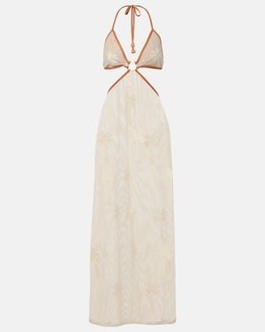 Johanna Ortiz Besticktes Midikleid Aus Mesh - Weiß