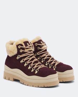 Bogner Arosa Shearling-Trimmed Suede Ankle Boots - Brown