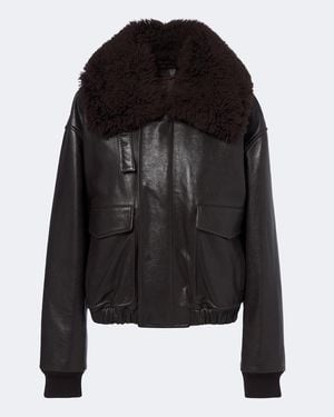 Lemaire Blousonjacke Aus Leder Mit Shearling - Schwarz