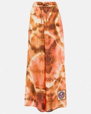 Zimmermann Tie-dyed Silk Wide-leg Trousers - Orange