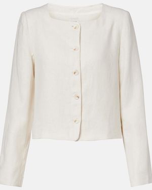 Posse Emma Cropped Linen Jacket - White