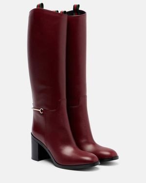 Gucci Bota Con Horsebit Fino Para Mujer, Talla - Rojo
