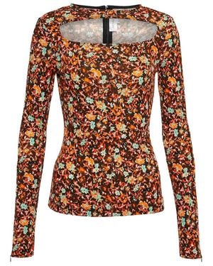 Victoria Beckham Floral Cutout Top - Brown