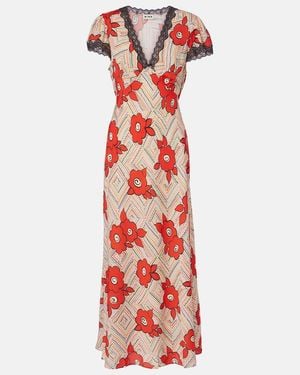 RIXO London Clarice Floral Midi Dress - Red