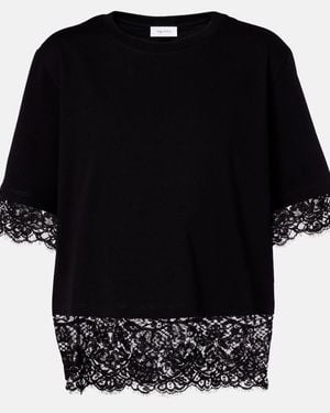 McQueen Cotton Lace T-Shirt - Black