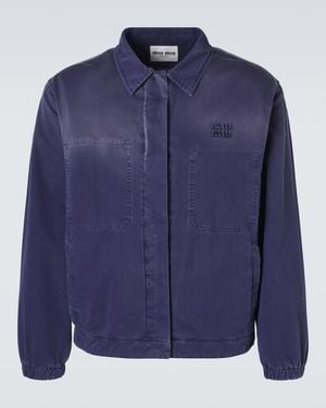 Miu Miu Cotton Twill Overshirt - Blue