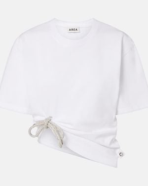 Area Embellished Cotton Jersey T-Shirt - White