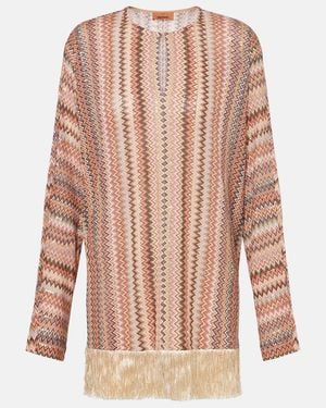 Missoni Zigzag Fringed Lame Blouse - Pink