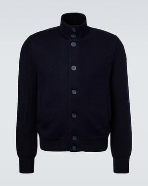 Moncler Daunenjacke Mit Schurwolle - Blau