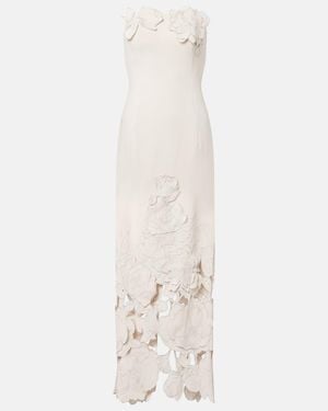 LEO LIN Rayna Floral-Applique Crepe Maxi Dress - White