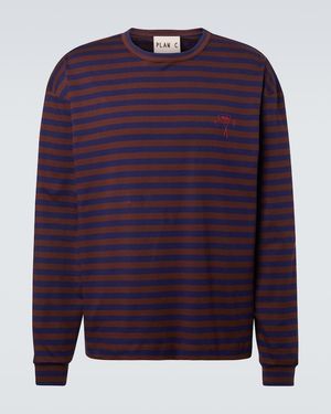 Plan C Camiseta De Jersey De Algodon A Rayas - Morado