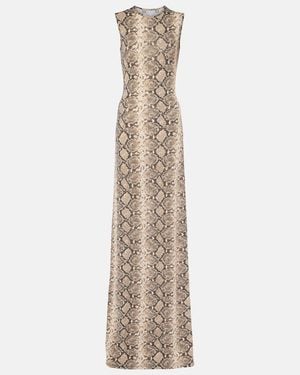 Marine Serre All Over Moon Snake-Print Maxi Dress - Natural
