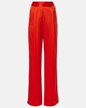 The Sei High-Rise Silk Satin Wide-Leg Trousers - Red